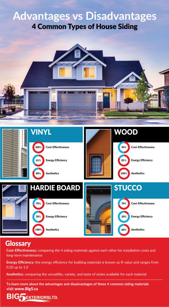 Pros & Cons Infographic for different types of house siding 