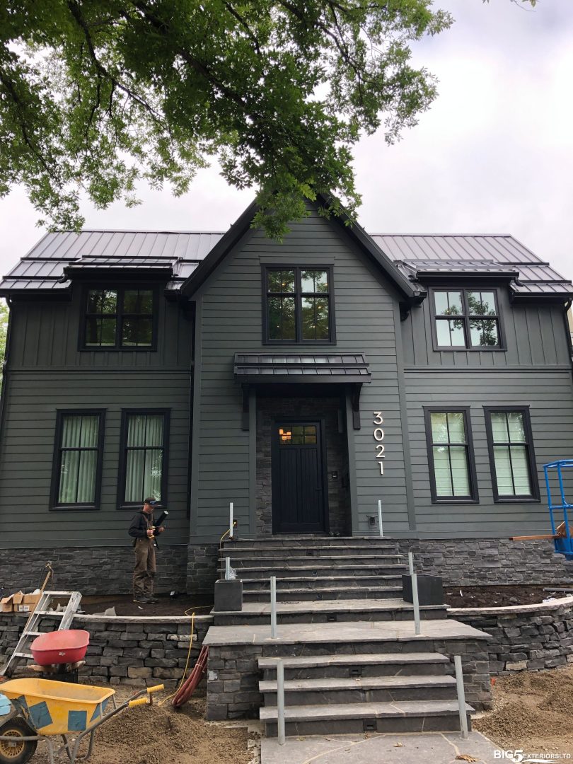 James Hardie fibre-cement siding installed on a Calgary two-storey