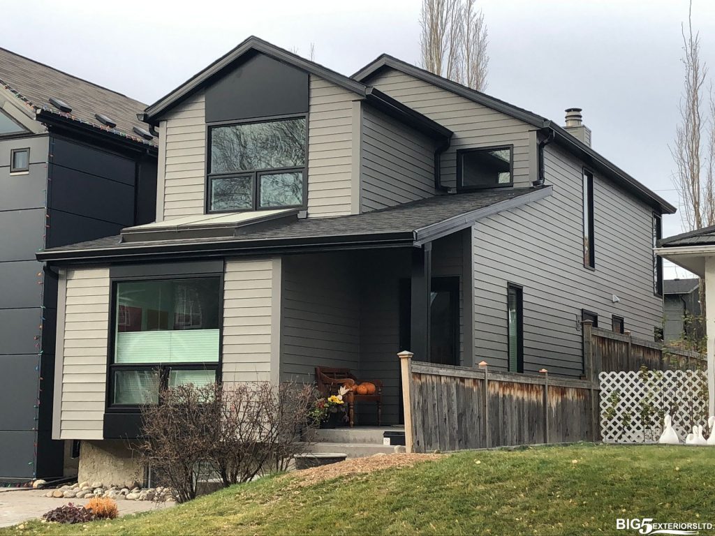 Beautiful home with black and grey siding 