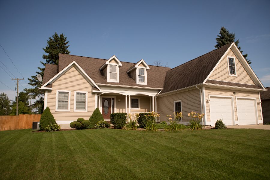 House with shingles matching the siding colour 