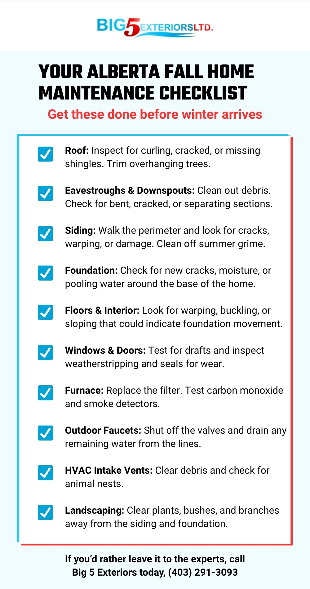 Infographic on Your Alberta Fall Home Maintenance Checklist