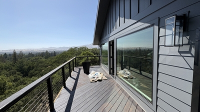 hardie board siding on house by mountain